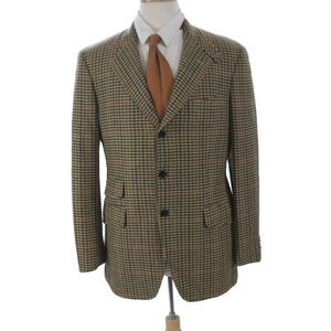 Etro Milano Mens Brown Plaid Cashmere Blazer Button Front Size 50